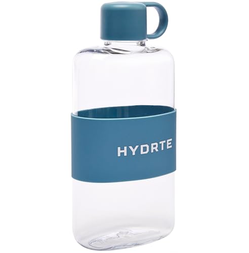 Hydrte Slim Water Bottle – 500ml Cute Clear Water Bottle - BPA-Free, Leak Proof, Small Reusable Plastic Water Bottles (Ocean Blue)