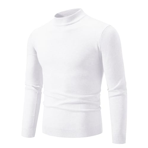 Men's Casual Mock Turtleneck Pullover Long Sleeve Slim Fit Sweaters Vintage Lightweight Stretch Knitted Sweater