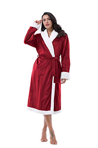 Catalonia Women’s Sherpa Bathrobe,Soft Warm Fleece Long Robe,Shawl Collar,Comfy,Full Length #TOP1