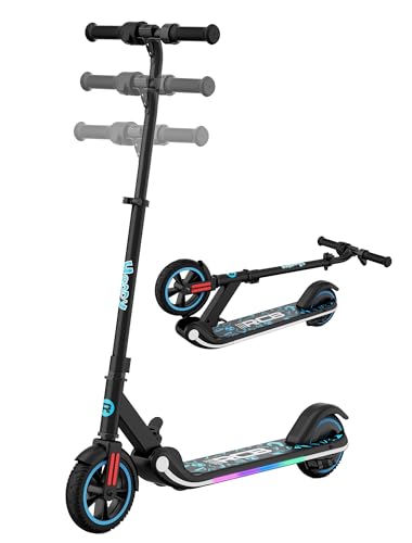 RCB E-Scooter Kinder, E-Roller für Kinder 6-12 Jahren, 150W Motor - Max 16Km/h - Regenbogenlicht - Faltbarer Elektroroller Kinder - LED Anzeige, Geschenk für Kinder und Jugendliche