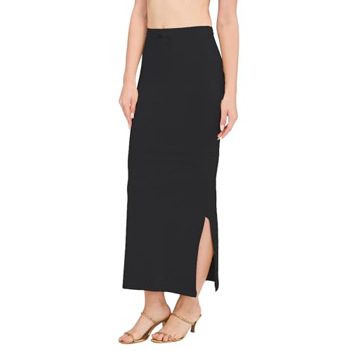 Image of DESI GIRL Cotton Lycra Stretchable Saree Shapewear Petticoat with Drawstring for Women | Fishcut Saree Petticoat with Side Slit for Easy Movement | Saree Shaper | Long inskirt