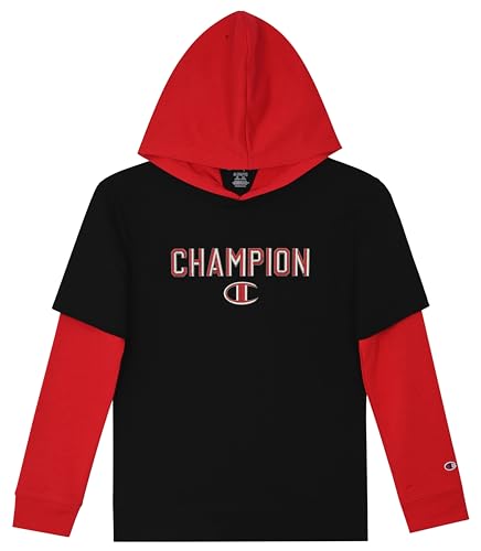 Image of Champion boys Graphic Hoodie Pullover Sweatshirt for Kids With Stylish Embellishments