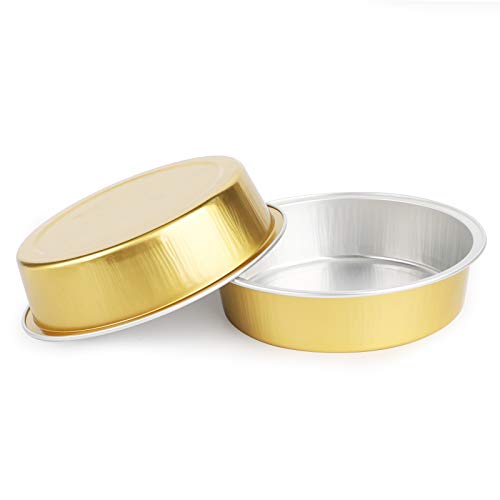 Beasea Disposable Pie Tins 4 Inch, 50 Pack Mini Tart Pans With Lids, 8 Oz Golden Aluminum Pie Pan Tin Tart Pans Round Oven Baking Mini Cake Pan For Pie Tart Quiche #TOP5
