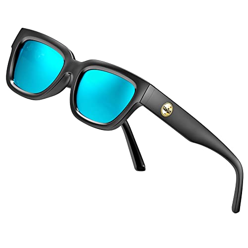 ATTCL Polarized Sunglasses for Women Men Fashion Trendy Golden Circle Rectangle Sunglasses