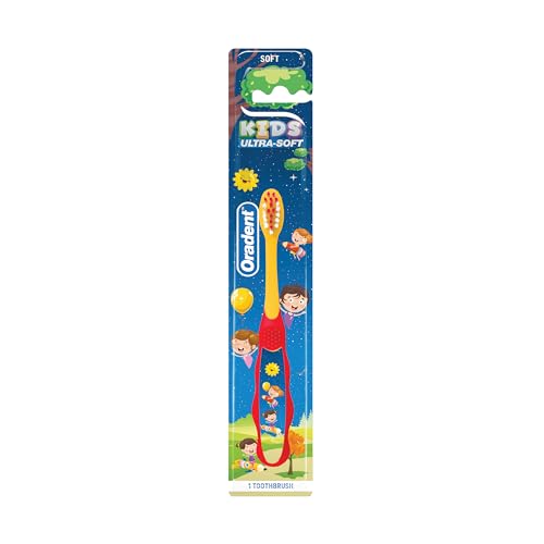 Oradent Kids Toothbrush 0-2 Years Soft - Gentle Bristles for Baby Teeth & Gums Safe Grip Fun Design - Single Pack