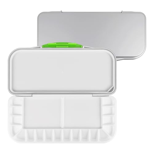 LNAUJS White Folding Paint Palette with Lid 10.635.12in Plastic Paint Tray Keeps Paints Moist Portable Paint Pallet for Oil Watercolor DIY Art Craft Classroom Travel and Outdoor Painting