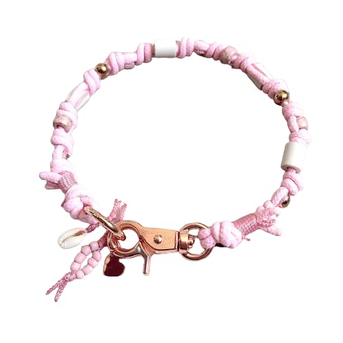 EM-Keramik Kette *Gipsymee* Love Story No. 2 - süßes Tau Schmuckhalsband für Hunde - Rosa und Rosegold