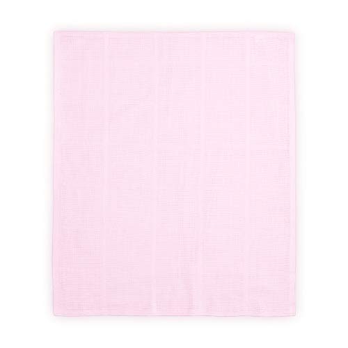 Cotton Cellular Baby Blanket 75×100 cm - Pale Pink, 75cm x 100cm - Image 2