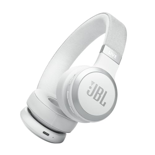 JBL Live 670NC – Wireless On-Ear Headphones with Adaptive Noise Cancelling with Smart Ambient, Up to 65H Battery Life with Speed Charge, Lightweight, Comfortable and Foldable Design (White)