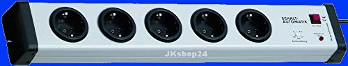Steckdosenleiste 5-Fach mit Zeitschaltung 1,5-12 Stunden mit 1,5m-Zuleitung | Zeitschalter/Zeitschaltuhr Zeitschalt-Sicherheits-Steckdose | max. 250 V ~, 50 Hz, 16 A, 3.600 W | 0223x00052301