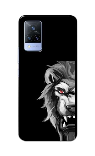 Image of PRINTFIDAA Printed Hard Back Cover Case for Vivo V21 5G Back Cover (Angry Lion) -112