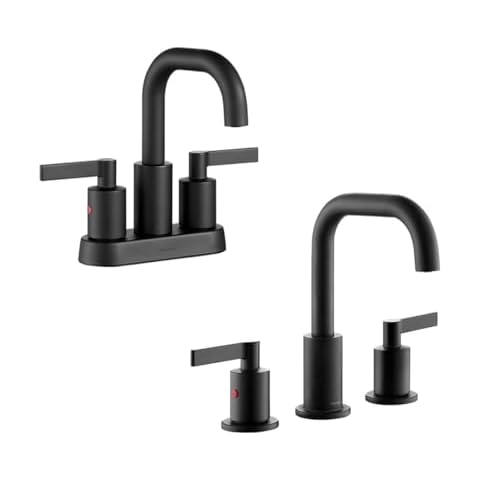 TimeArrow Matte Black 8 inch Widespread Bathroom Sink Faucet, 4 Inch Two Handle Centerset Bathroom Faucet for Sink 3 Holes with Pop up Drain, TAF288S067S-MB Cover