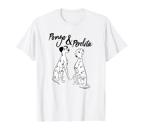 T-shirt 101 Dalmatiens Disney Pongo Perdita haut blanc et noir pour adulte