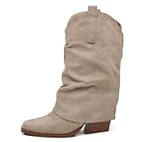 Stivali da donna con ghetta IF Fashion Scarpe Stivaletti Arricciati Da Donna Con Ghetta Risvolto in Camoscio Sintetico MP738 tortora N.38