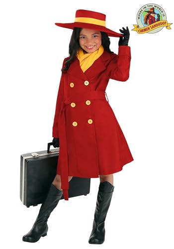 Disfraz Carmen Sandiego para Niñas con Abrigo Rojo miniatura 3