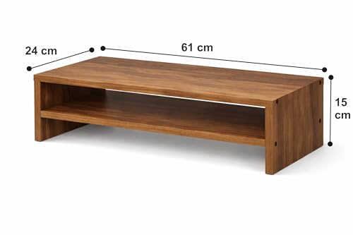 Image of Enigmatic Woodworks Wooden Monitor Stand with Storage Organizer for Desk, Tables, Office, Home, Studio, Study Table (Walnut)