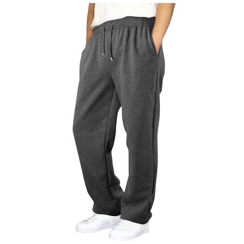 Men's Sweatpants Baggy Open Bottom Casual Drawstring Trousers Straight Leg Lounge Workout Athletic Joggers with Pockets