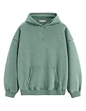 Aelfric Eden Washed Hoodies Long Sleeve Pullover Pocket Fashion Vintage Oversized Unisex Couples Loose Fit Hooded Sweatshirt Green L