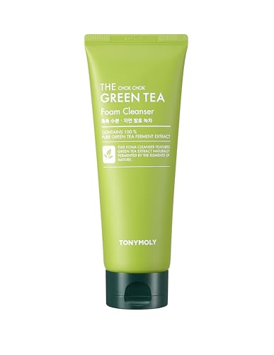 TONYMOLY The Chok Chok Green Tea Foaming Facial Cleanser – Hydrating Korean Face Wash for Women & Men, Gentle Daily Facial Cleanser with Green Tea Extract for Refreshing, Clean Skin