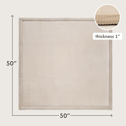 Image of Hakuna Matte CloudSoft Play Mat - Beige 50 inch x 50 inch Super Soft | Waterproof Baby Rug | Luxury Cushioned Comfort | Safe & Non-Toxic for Tummy Time | OEKO-TEX Certified Modern Home Decor