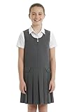 INSAFIANS Girls School Pinafore Dress Pleated 2 Button Kids School Dress School Uniform (Grey, 2-3 Years)