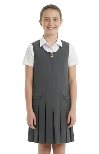Vestido pinafore plisado con dos botones y falda cómoda para niñas