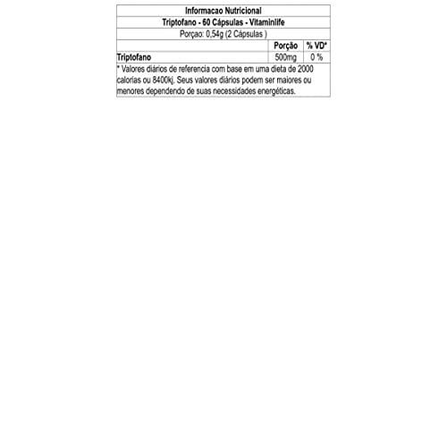 Vitaminlife Triptofano - 60 Cápsulas - Vitaminlife
