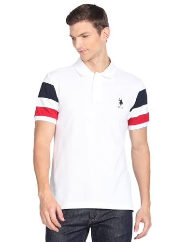 Image of U.S. Polo ASSN. Solid Slim Fit Polo T Shirts for Men - 100% Cotton, Half Sleeves Mens Tshirt