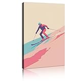 抽象的なミニマリストキャンバスウォールアート冬のスキースポーツウォール写真リビングルームティーンルームベッドルームホームオフィス装飾マルチカラー70x120cmインナーフレーム