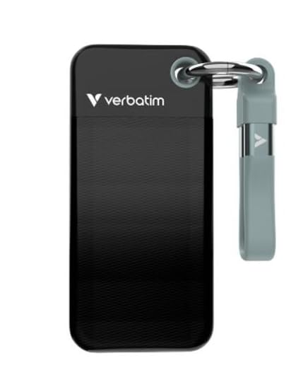 Verbatim Pocket SSD 128 GB, zewnętrzny dysk SSD USB 3.2 Gen 2, do odczytu i zapisu do 1000 MB/s, przenośny dysk twardy do PC, Mac i konsoli, czarny/szary