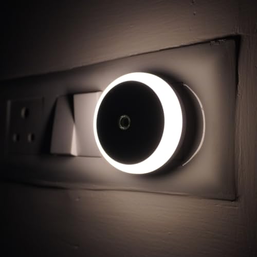 Image of HOARD Round-Shaped Warm Amber LED Plug-in Night Lamp with Automatic Sensor, Energy Efficient, Touch Control (Off White, Pack of 1)
