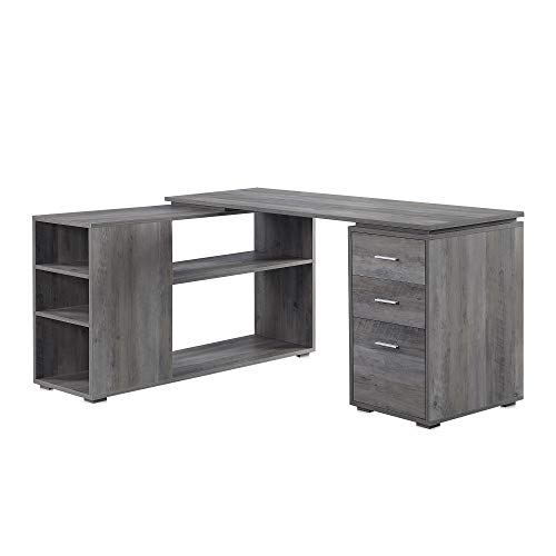 BELLEZE L Shaped Computer Desk, 60” Study Writing Table Home Office Desk Morden Corner Workstation Setup with Adjustable Storage Shelves and 3 Drawe