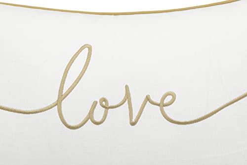 Yugtex Love Sentiment Embroidered Lumbar Accent Throw Pillow Cover - Gift For Mom, Valentine - 12X18, Ivory #TOP3