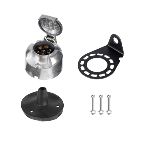AOWINHIT Staffa Di Montaggio In Metallo Per Presa Rimorchio 7 E 13 Pin – Supporto Universale Per Caravan E Trailer, Con Viti E Dadi - 2