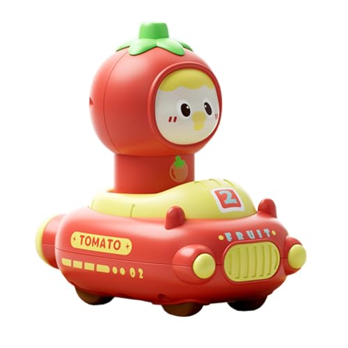 Press and Go Car Toys, Cartoon Fruit-Themed Racing Car, Cognitive Play Vehicle Set, Interactive Educational Game, 360-Degree Rot