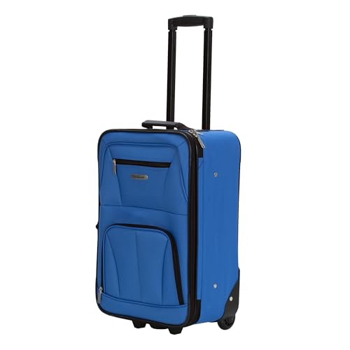 Image of Rockland Fashion Softside 2 Piece Luggage Set, Expandable, (14 inch Tote /19 inch Upright), Blue