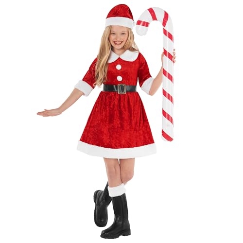 Morph Disfraz Mamá Noel Niña, Traje Navidad, Vestido Mamá Noel, Disfraces para Carnaval y Halloween, 7-9 años