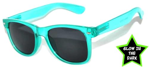 Image of Glow in the dark Smoke Lens Sunglasses Colored Frame 5 Pack OWL turquoise red green yellow