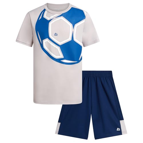 Image of RBX Boys Athletic Shorts Set - 2 Piece Active Performance Graphic Tees and Mesh Gym Shorts for Boys With Elastic Waistband