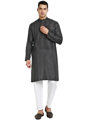 Men's Cotton Blend Stripe Kurta Pajama Set