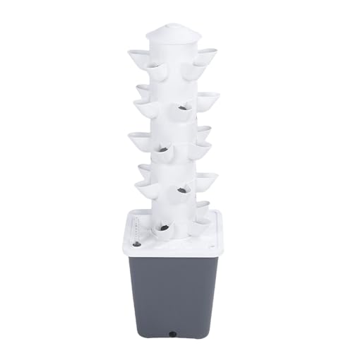 RIZGHWOY de Cultivo Hidropónico, Jardín Vertical Interior 3D Ecológico con 25 Hoyos para el Hogar, Escuela, Material ABS (Enchufe de la UE)