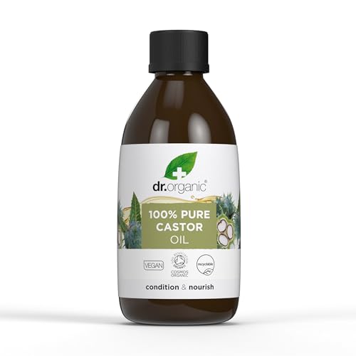 Aceite de Ricino Dr Organic, 100% Puro y Natural, Nutre y Acondiciona, Multiacción, Cara, Cuerpo y Cabello, Aceite Portador, Vegano, Libre de Crueldad, Sin Parabenos ni SLS, Orgánico, 250ml