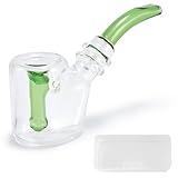 WANNTO Glas 2-in-1 Tabakpfeife und Mini-Bong Wasserpfeife, 15,5 cm langlebige Borosilikat-Bong mit Aufbewahrungskoffer