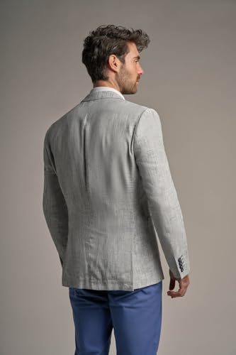 Men’s and Boys Gray Linen Blend Twill Textured Blazer, Classic Father-Son Matching Outfits4