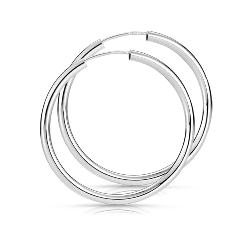 Materia 925 Silber Creolen Ohrringe 29mm - Silbercreolen 2,5mm für Damen...