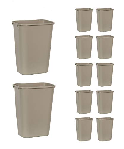 Image of Rubbermaid Commercial Products Deskside Wastebasket /Trash Can, 10.25-Gallon /41-Quart, Beige, Plastic, Garbage Can for Home /Office, Fits Under Desk /Sink /Cabinet, Pack of 12