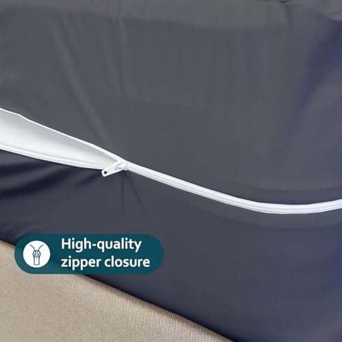 Image of Zipper Closure Style Mattress Protector Single Size 100% Waterproof Six-Sided Mattress Encasement for Bed 30x72 Inch Fit On 6 Inch 2.5X6 Feet Grey