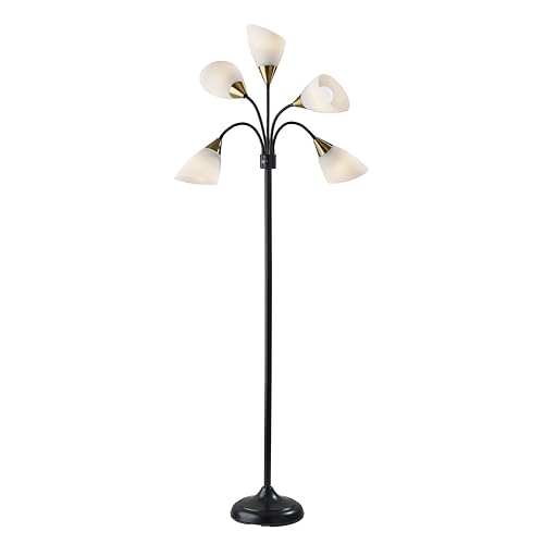 Adesso Floor Lamp with 5 Movable Shades & Adjustable...