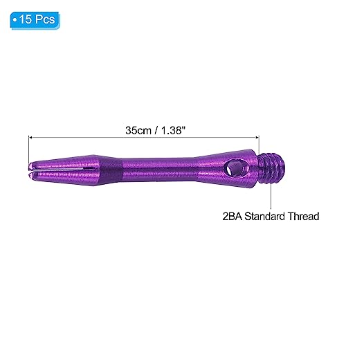 PATIKIL 35mm Aluminum Dart Shafts, 15 Pack Medium 2BA Thread Dart Stems Replacement Dart Accessories, Purple - Image 2