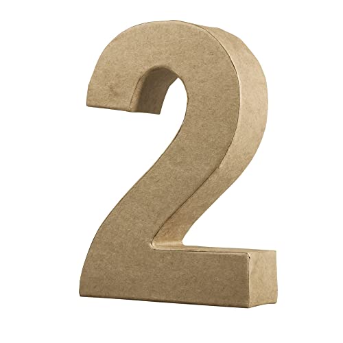 Chiffre en Papier mâché 15cm Chiffre 2